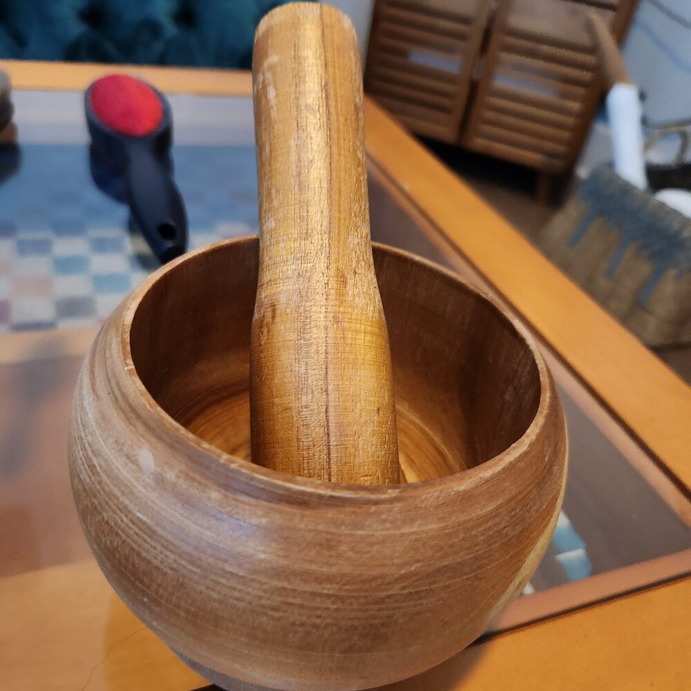 Wooden Mortar And Pestle